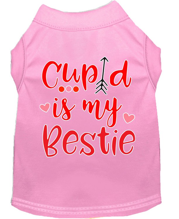 Cupid is my Bestie Screen Print Dog Shirt Light Pink Med